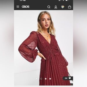 Asos deep red long sleeve deess